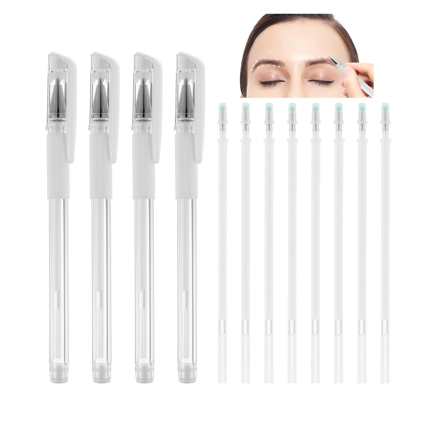 Eyebrow Mapping Pen Microblading Eyebrow Pen Microblading Pen Pen Eyebrow Makeup Position Mapping Mark Tools for Eyebrow Lip Artists Marking Pen (4 pens + 8 replacement refills)