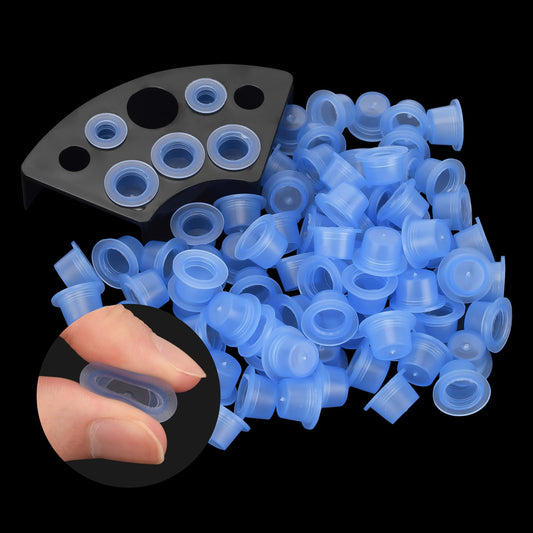 ATOMUS 300pcs Tattoo Ink Caps with 1pc Cup Holders Silicone Tattoo Pigment Cups 8 Holes Ink Caps Holder for Tattoo Ink Tattoo Supplies Tattoo Sets (M)